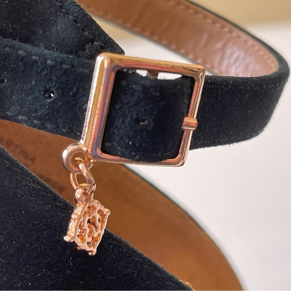 Nanette Lepore Martina Suede Block Sandal Embroidered Ankle Strap Sandal - Picture 4 of 14